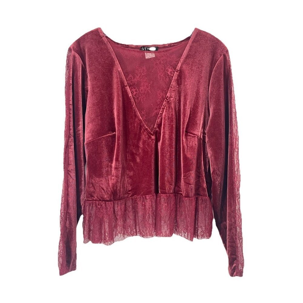 Venus Velvet Lace Long Sleeve Top Whimsigoth Fairy Grunge Sz L